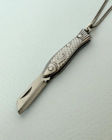 Small Silver Fish Knife Necklace