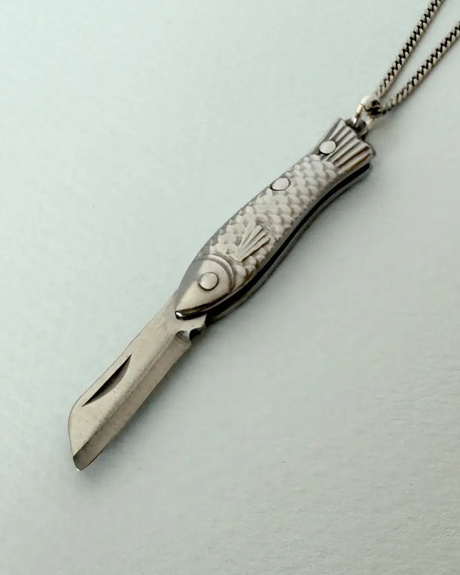 Small Silver Fish Knife Necklace