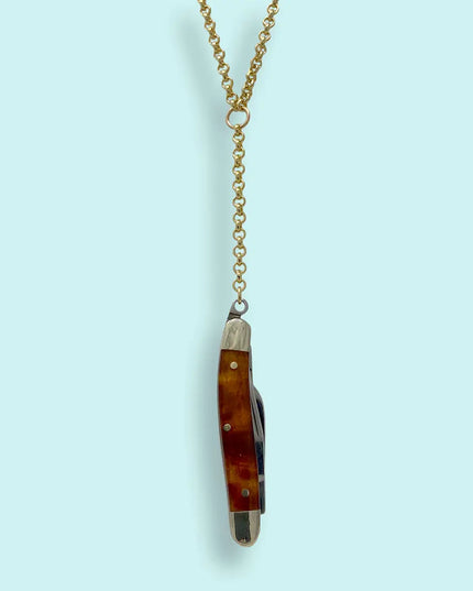 Tortoise Knife Y-Drop Necklace