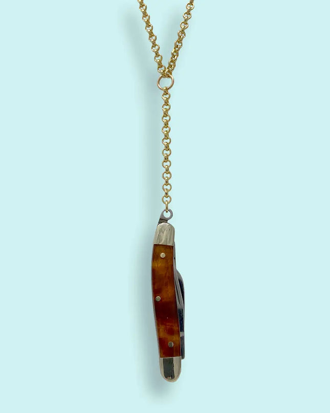 Tortoise Knife Y-Drop Necklace