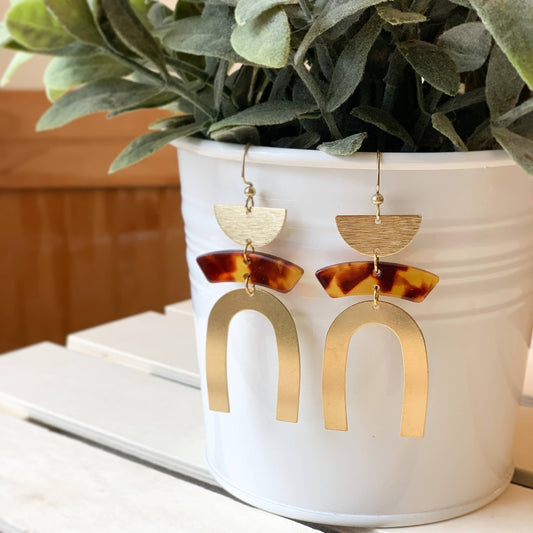 Brass Arch With Acetate Connector: Amber Tortoiseshell
