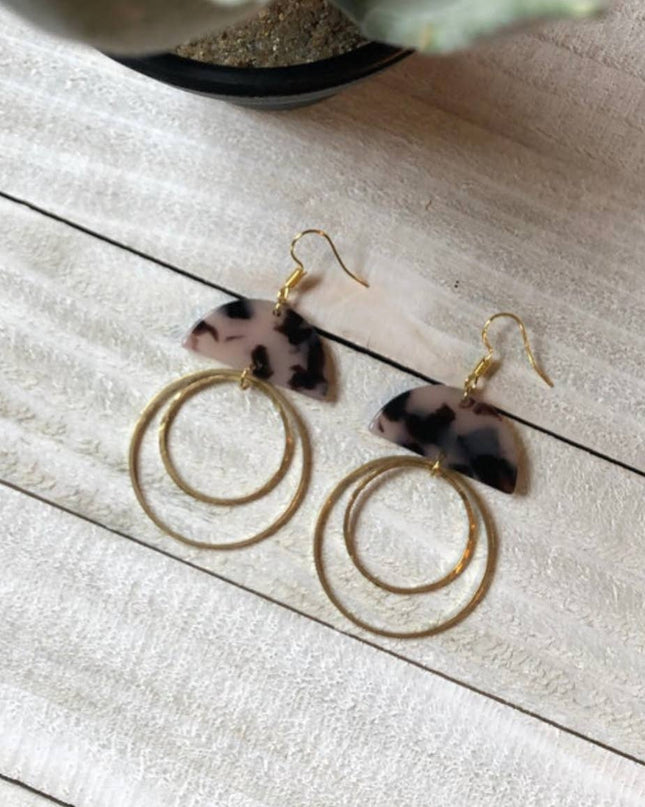 Acetate Half Moon with Double Hoop: Pink Champagne