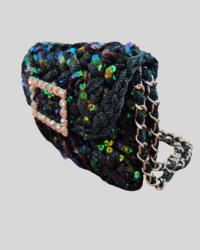 NANA LAME SEQUINS, CRYSTAL  BOUCLE DARK GREEN