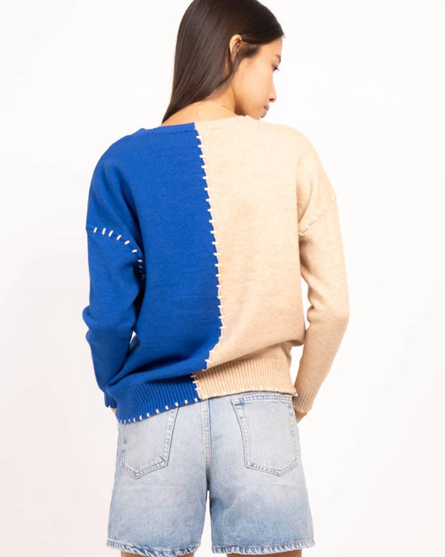 Central Park West. Dual color sweater, stylish and warm. Women's sweater. Spring collection. Mackinac Island clothing store
