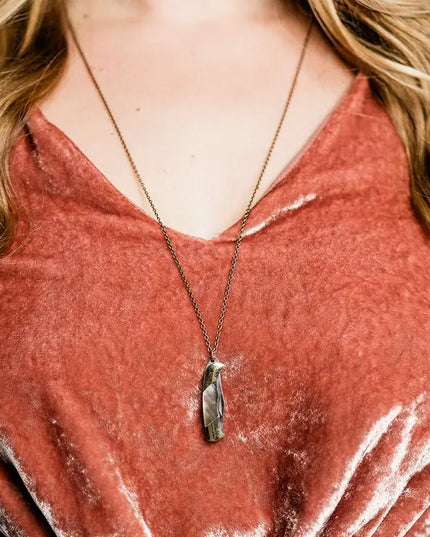 Shell Handled Knife On Gold Chain Necklace
