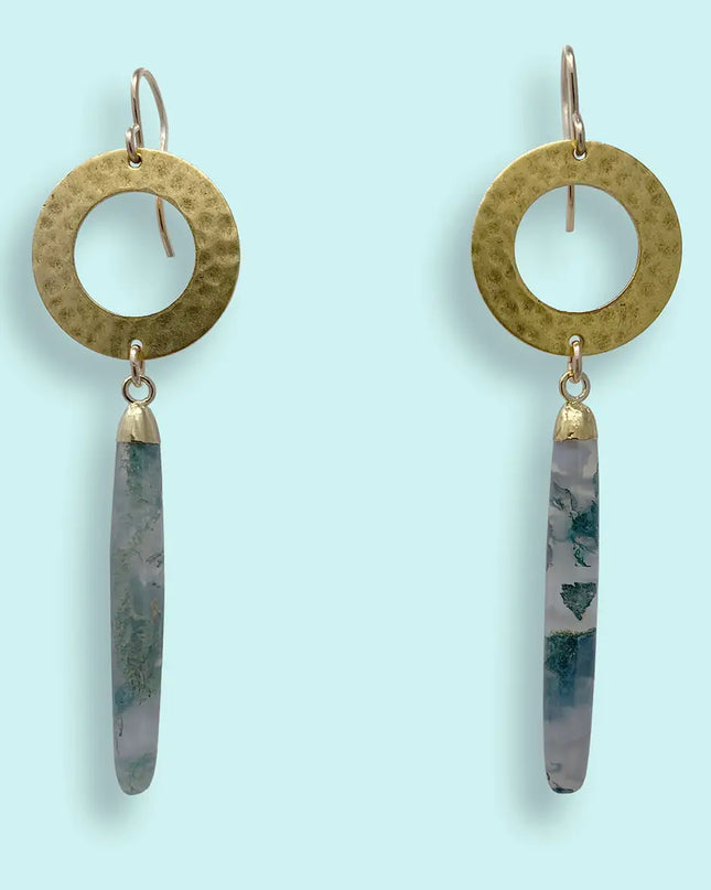 Moss Agate Drop Earrings