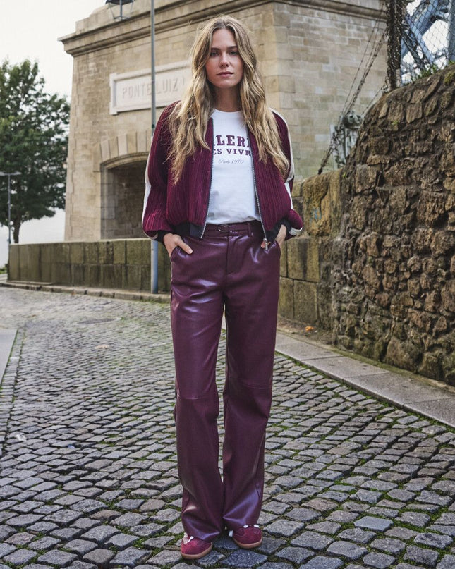 Burgundy Vegan Pants