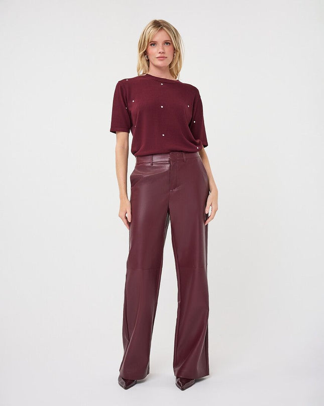 Burgundy Vegan Pants