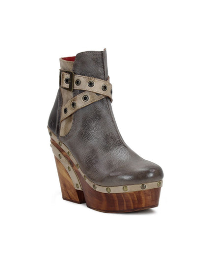 Bed Stü women's shoes, made in Mexico. Tonic Breeze,Dramatic heel, tough straps, metal studs - perfect for concerts. Cushioned insole for comfort. Available at Rustic Chic Boutique Mackinac Island, Michigan.