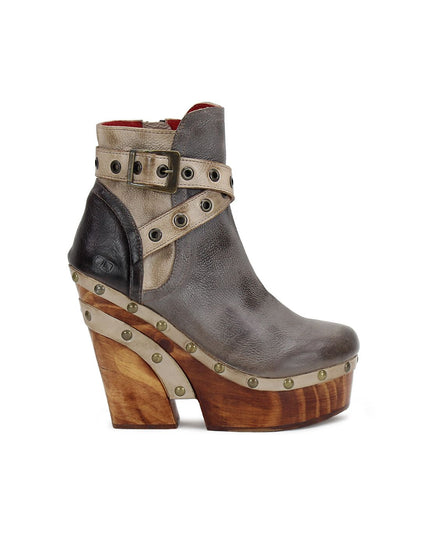 Bed Stü women's shoes, Dramatic heel, tough straps, metal studs - perfect for concerts. Cushioned insole for comfort. Available at Rustic Chic Boutique Mackinac Island, Michigan.