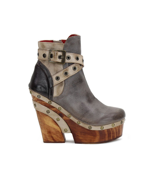Bed Stü women's shoes, Dramatic heel, tough straps, metal studs - perfect for concerts. Cushioned insole for comfort. Available at Rustic Chic Boutique Mackinac Island, Michigan.