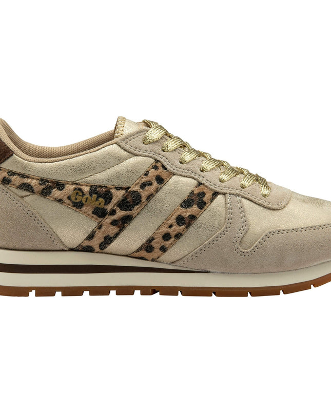 Gola Women's Daytona Blaze II Trainer Gold/Leopard/Dark Brown