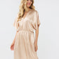 DRESS V-NECK VISCOSE SATEEN