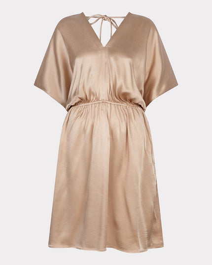DRESS V-NECK VISCOSE SATEEN