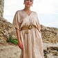 DRESS V-NECK VISCOSE SATEEN