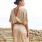 DRESS V-NECK VISCOSE SATEEN
