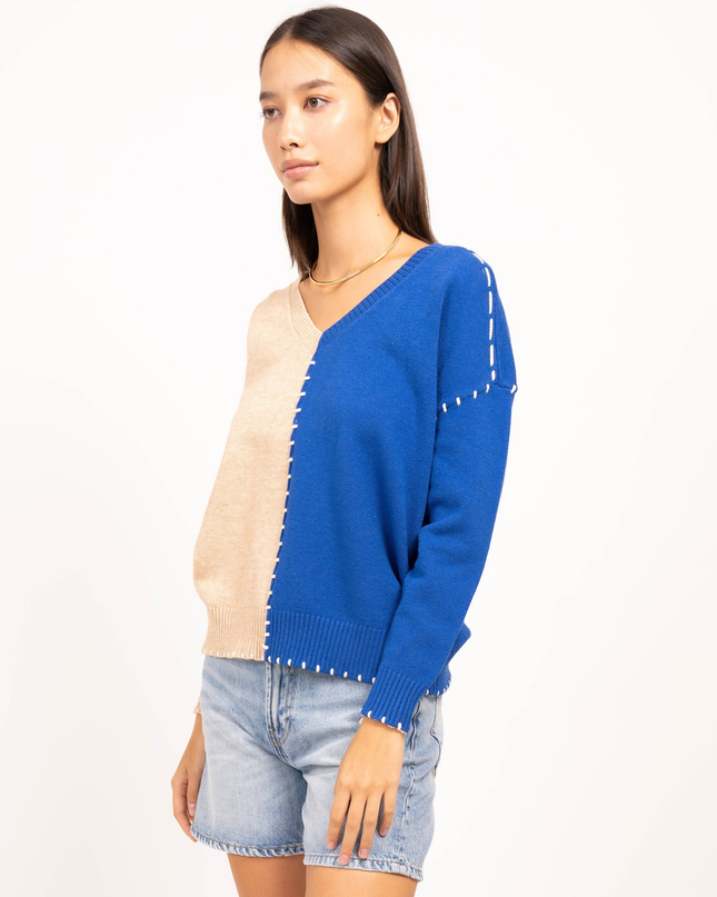 Central Park West. Dual color sweater, stylish and warm. Women's sweater. Spring collection. Mackinac Island clothing store