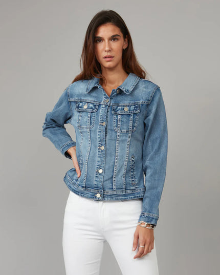 Gabriella Classic Denim Jacket Light Blue Distressed