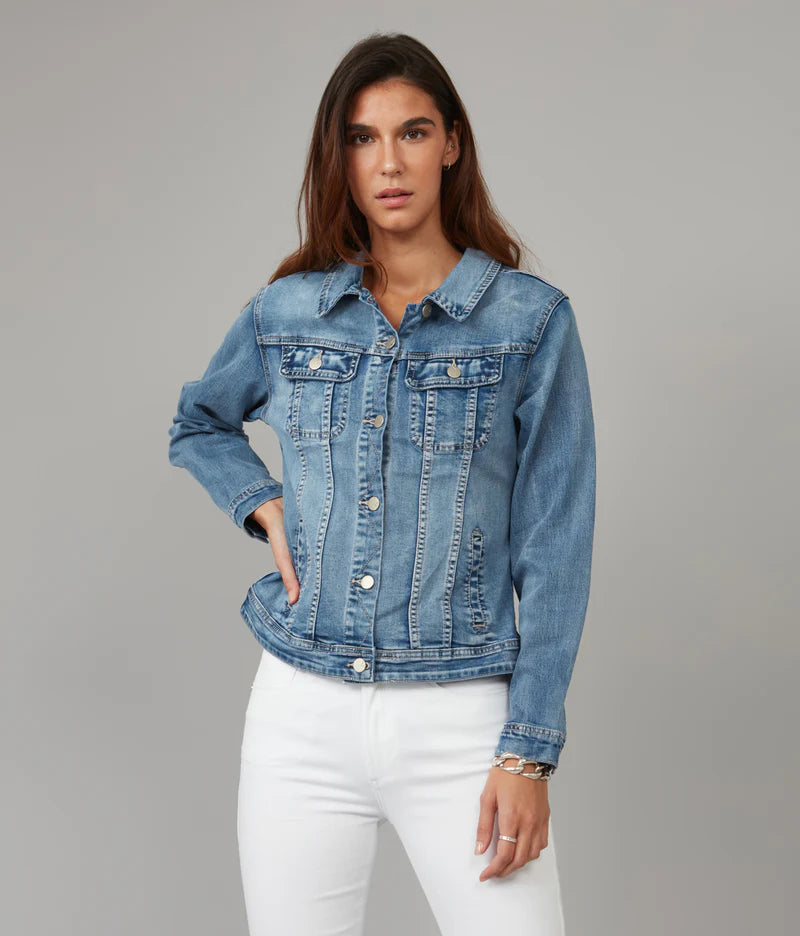 Gabriella Classic Denim Jacket Light Blue Distressed