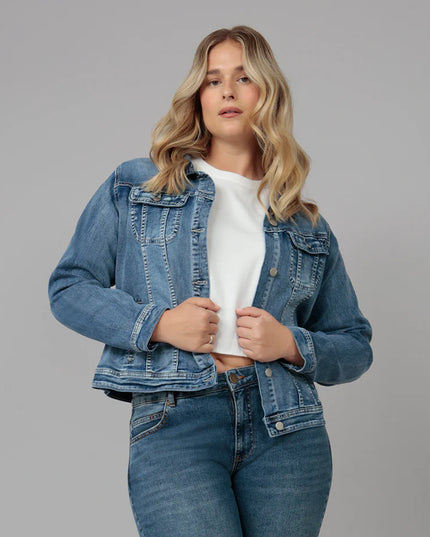 Gabriella Classic Denim Jacket Light Blue Distressed