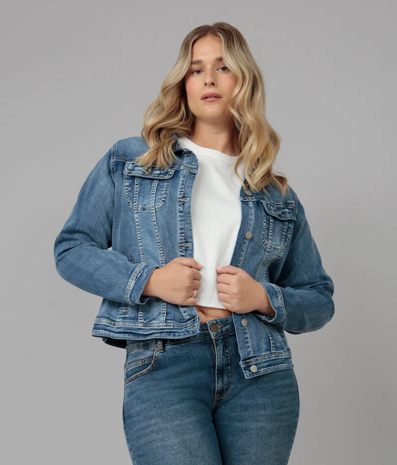 Gabriella Classic Denim Jacket Light Blue Distressed