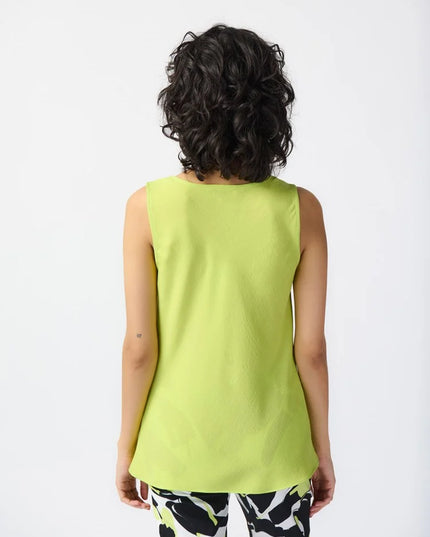 Joseph Ribkoff. Delicate woven gauze sleeveless top with draped cowl neck exudes confidence and chic appeal. Perfect for making a lasting impression. Mackinac Island clothing store