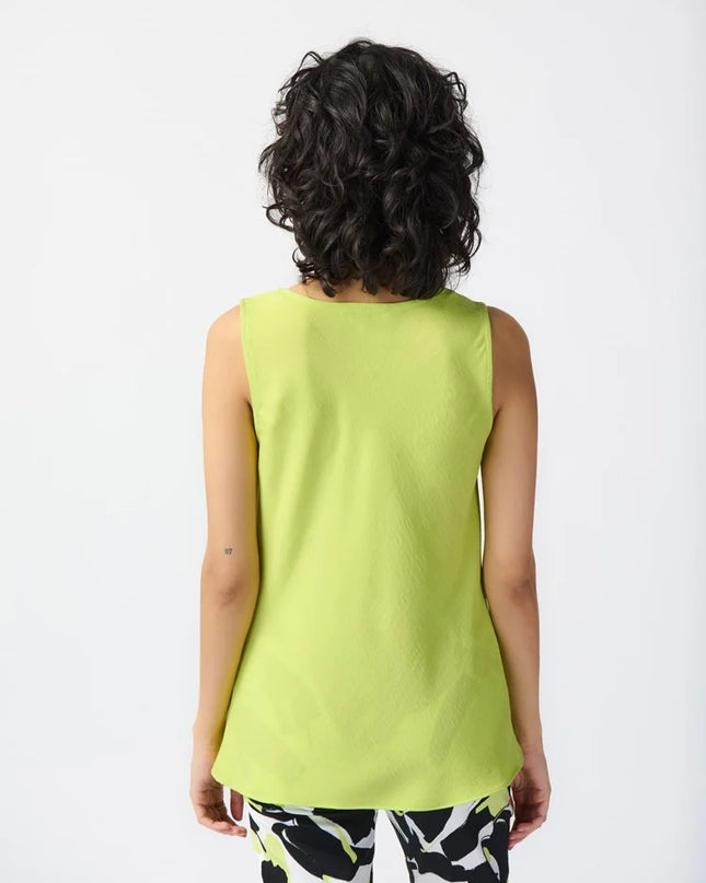 Joseph Ribkoff. Delicate woven gauze sleeveless top with draped cowl neck exudes confidence and chic appeal. Perfect for making a lasting impression. Mackinac Island clothing store
