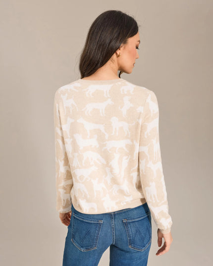 Cotton Cashmere Dog Jacquard Crew