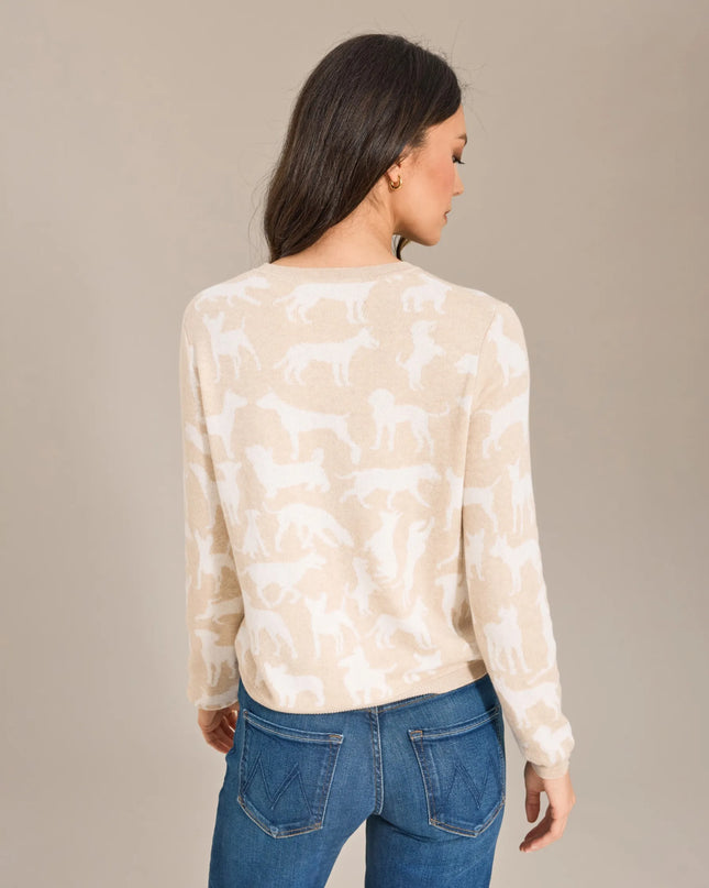 Cotton Cashmere Dog Jacquard Crew