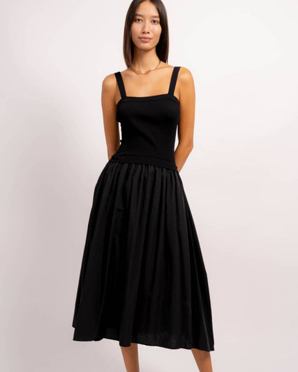 Central Park West. Black midi dress, perfect spring dress for all occasions. Women's dress. Mackinac Island clothing store