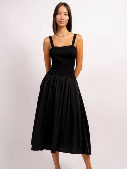 Central Park West. Black midi dress, perfect spring dress for all occasions. Women's dress. Mackinac Island clothing store