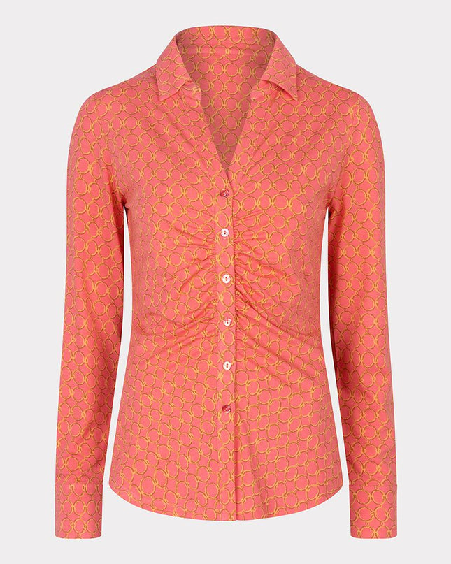 Blouse Gathering Chain Print