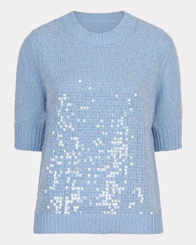 Blue Sequin Sweater Top