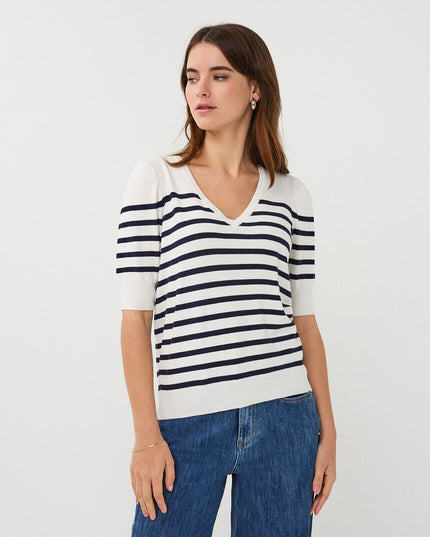 Puff Sleave Stripe Top
