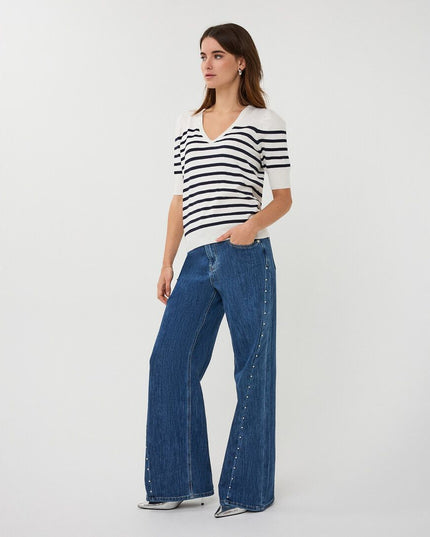 Puff Sleave Stripe Top