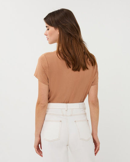 Embellished Tee Tan