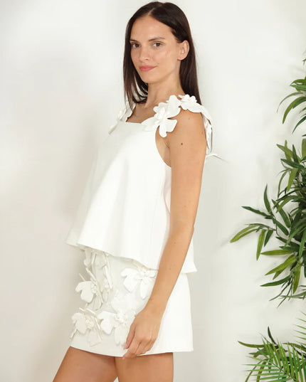 3D Floral Strap Top