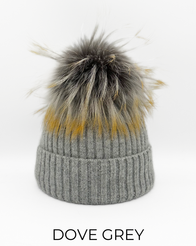 Dove Gray Angora Blend with Fox Pom