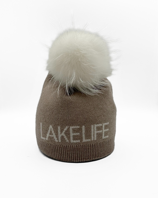 Lake Life  Angora Blend Fox Pom Tan