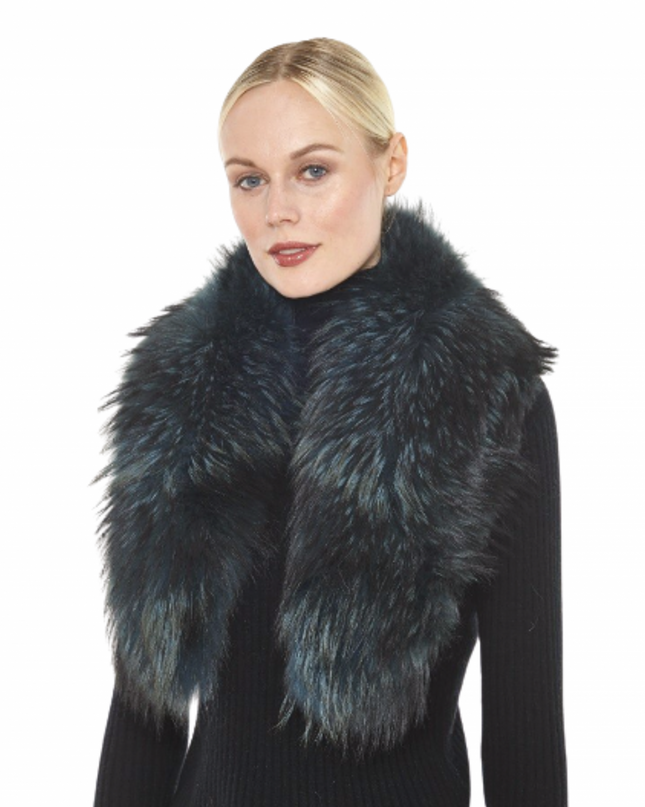 Genuine Fox Fur Collar Green/ Black