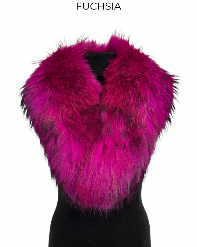 Genuine Fox Fur Collar Fuchsia