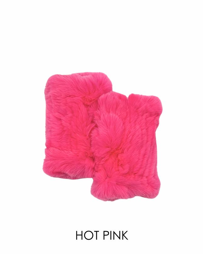 Hot Pink Rex Rabbit Fingerless Gloves