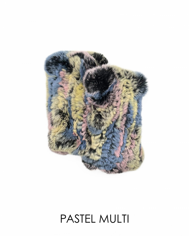 Pastel Multi Rex Rabbit Fingerless Gloves