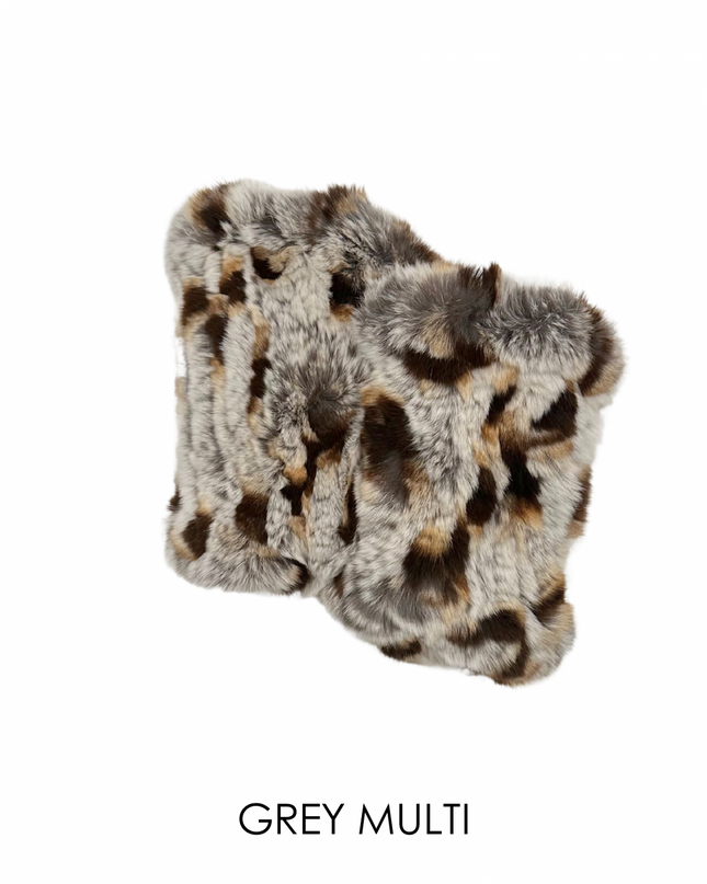 Gray Multi Rex Rabbit Fingerless Gloves