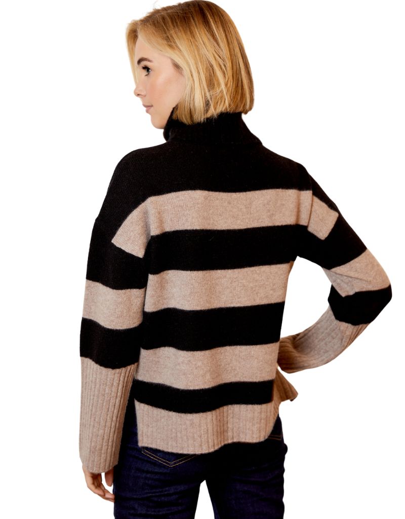 Color Block Turtleneck Black Combo