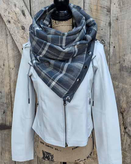 burnished hooded moto jacket - white