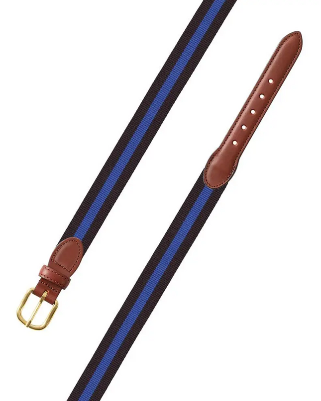 Striped Surcingle Leather Tab Belt