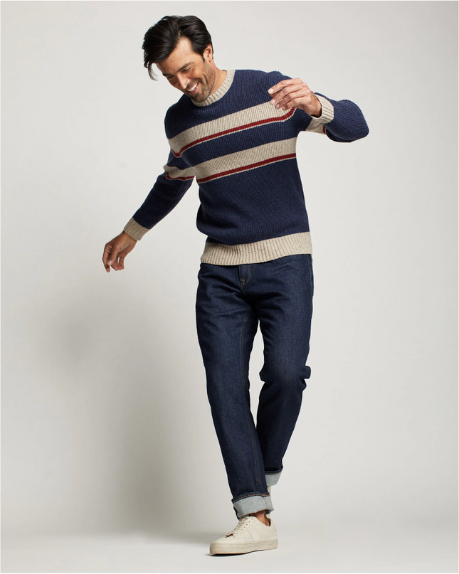 Pendleton men's crewneck merino wool sweater. At Rustic Chic Boutique Mackinac Island, Michigan.