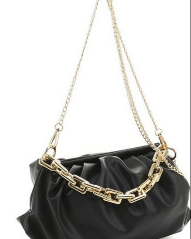 black chain slouch bag