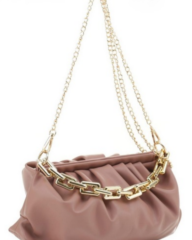pink chain slouch bag
